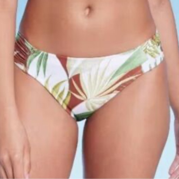 Shade & Shore Tropical Leaf Bikini Bottom L Low Rise Medium Coverage - Picture 1 of 4